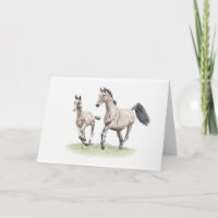 Warmblood Mare & Foal Birthday Card Horse