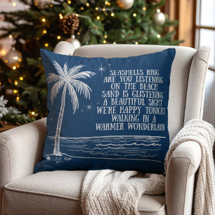 Warmer Wonderland Palm Tree Beach Christmas Cushion