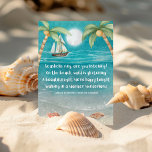 Warmer Wonderland Tropical Beach Christmas  Holiday Card<br><div class="desc">Tropical theme Christmas card features a moonlight beach with seashells and glistening sand, palm trees, and a ship sailing in the sea. The lyrics are to the tune of "Winter Wonderland" but with a tropical twist that says: "Seashells ring, are you listening? -- On the beach, sand is glistening --...</div>
