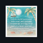Warmer Wonderland Tropical Beach Christmas Napkin<br><div class="desc">Add a tropical touch to your holiday celebrations with these whimsical Christmas napkins featuring a moonlight beach with seashells and glistening sand, palm trees, and a ship sailing in the turquoise sea. The lyrics are to the tune of "Winter Wonderland" but with a tropical twist that says: "Seashells ring, are...</div>
