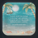 Warmer Wonderland Tropical Beach Christmas Paper Plate<br><div class="desc">Tropical, whimsical Christmas paper plates feature a watercolor moonlight beach with seashells and glistening sand, palm trees, and a ship sailing in the turquoise sea. The lyrics are to the tune of "Winter Wonderland" but with a tropical twist that says: "Seashells ring, are you listening? -- On the beach, sand...</div>