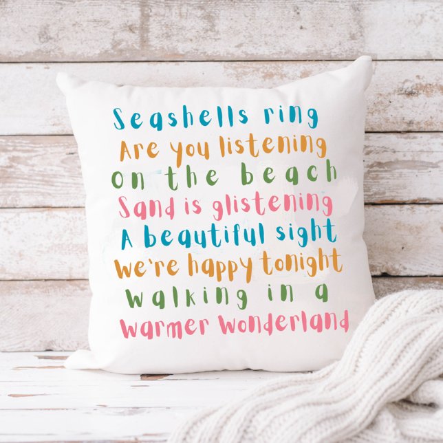 Warmer Wonderland Tropical Typography Christmas Cushion (Creator Uploaded)