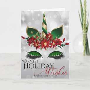 Warmest  Holiday Wishes Magical Unicorn Card