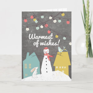 Warmest of Wishes   Vintage Snowman Holiday Card