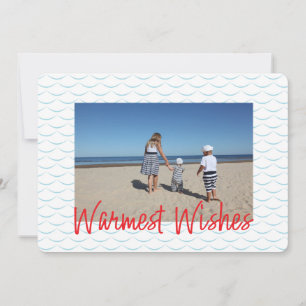 Warmest Wishes 2 Photo Coastal Beachy Holiday Card