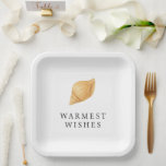 Warmest Wishes Beach Modern Christmas Paper Plate<br><div class="desc">Modern Christmas paper plates featuring a simple and fun design with a seashell along with the greeting "Warmest Wishes".</div>