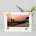 Warmest Wishes Beach Photo Modern Christmas Foil Holiday Card<br><div class="desc">Modern foil Christmas card featuring a simple and fun design with a starfish,  palm tree,  coconut drink and seashells accenting your favourite beach photo along with the greeting "Warmest Wishes".</div>