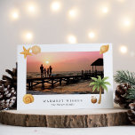 Warmest Wishes Beach Photo Modern Christmas Holiday Card<br><div class="desc">Modern Christmas card featuring a simple and fun design with a starfish,  palm tree,  coconut drink and seashells accenting your favourite beach photo along with the greeting "Warmest Wishes".</div>