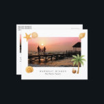 Warmest Wishes Beach Photo Modern Christmas Holiday Postcard<br><div class="desc">Modern Christmas postcard featuring a simple and fun design with a starfish,  palm tree,  coconut drink and seashells accenting your favourite beach photo along with the greeting "Warmest Wishes".</div>