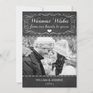 Warmest Wishes Chalkboard Christmas Flat Card