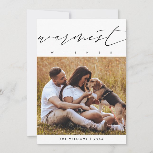 Warmest Wishes, Christmas Family Photo Layover Holiday Card (Front)