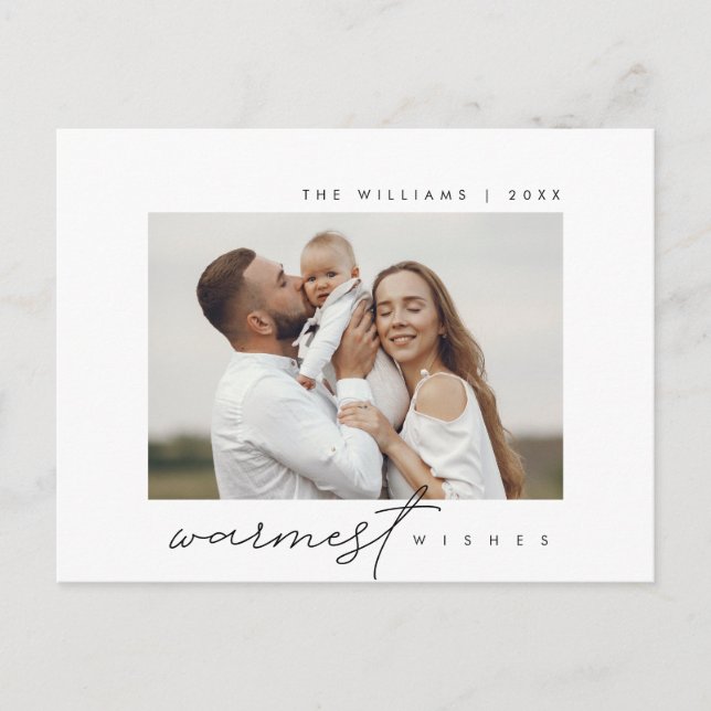 Warmest Wishes, Christmas Greeting, Family Photo Postcard (Front)