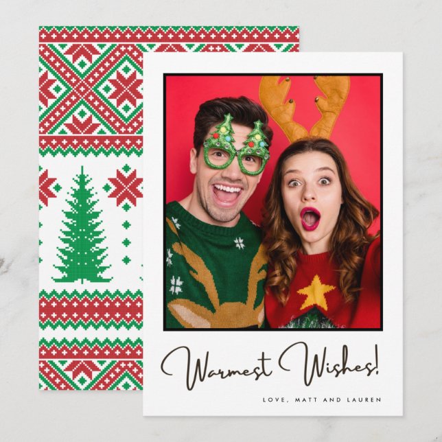 Warmest Wishes Fun Couple Photo Christmas Holiday  (Front/Back)