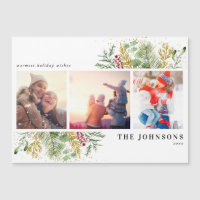 Warmest Wishes Gold Winter Botanical Photo Magnet