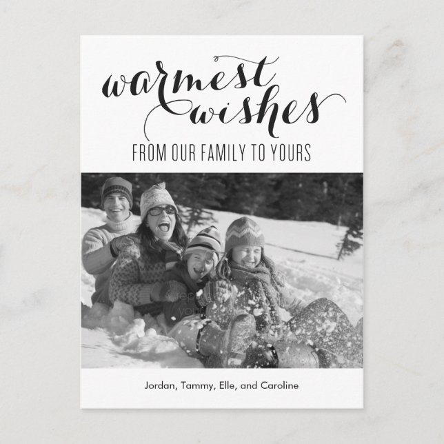 Warmest Wishes Holiday Photo Card Postcard (Front)