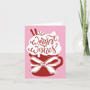 Warmest Wishes Hot Chocolate Mug - Red Holiday Card