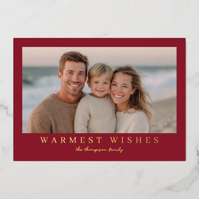 Warmest Wishes Modern Holiday Photo (Front)