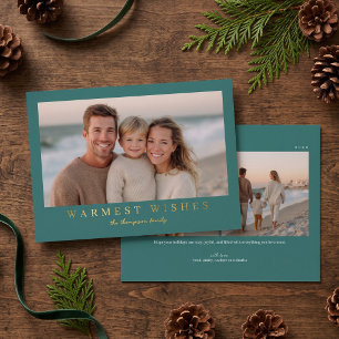Warmest Wishes Modern Holiday Photo - Teal