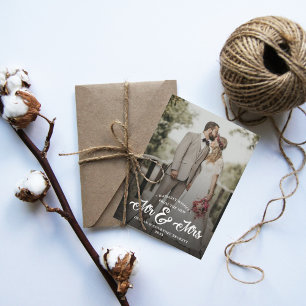 Warmest Wishes New Mr & Mrs Wedding Photo Holiday Card