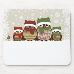 Warmest Wishes Owl Family Mouse Pad
