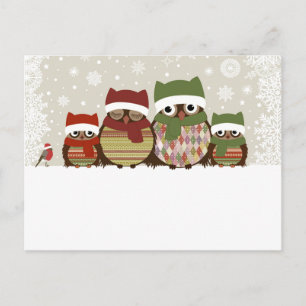 Warmest Wishes Owl Family Postcard