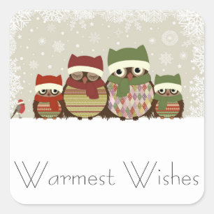 Warmest Wishes Owl Family Sticker