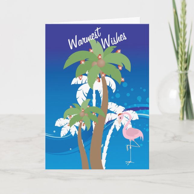 Warmest Wishes Palm Trees Beach Christmas Holiday (Front)