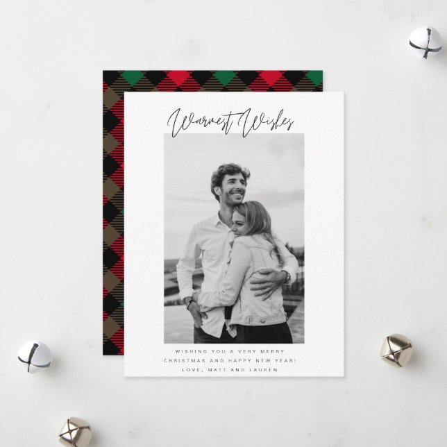  Warmest Wishes Photo Christmas  Holiday Card (Front/Back In Situ)