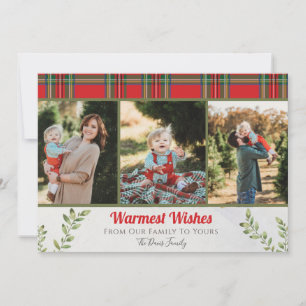Warmest Wishes Plaid Christmas Card 