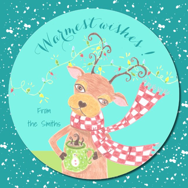 Warmest wishes - reindeer personalised  stickers (Creator Uploaded)