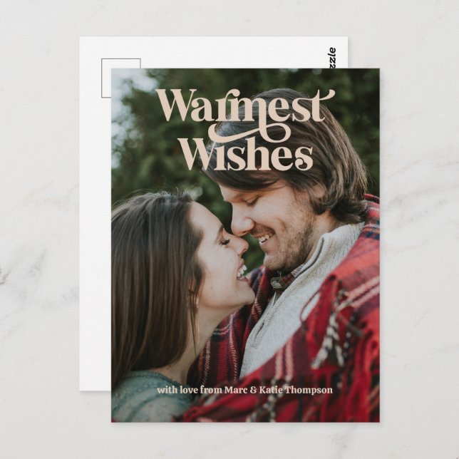 Warmest Wishes Retro Type Post Card (Front/Back)