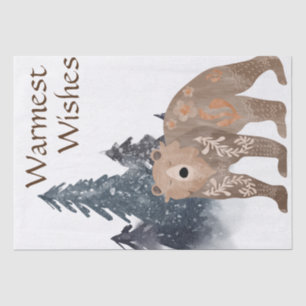 Warmest Wishes Scandi Bear in Forest Christmas Tissue Paper