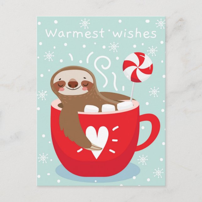 Warmest Wishes Sloth Postcard (Front)