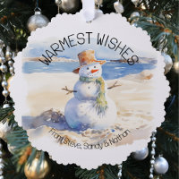 Warmest Wishes Snowman Beach Sand