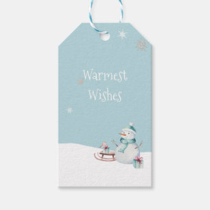 Warmest Wishes Snowman Sled Gifts Gift Tags