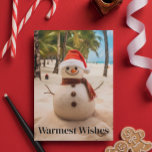 Warmest Wishes Snowman the Beach Holiday Card<br><div class="desc">This design was created though digital art. It may be personalised in the area provided by changing the photo and/or text. Or it can be customised by choosing the click to customise further option and delete or change the colour the background, add text, change the text colour or style, or...</div>