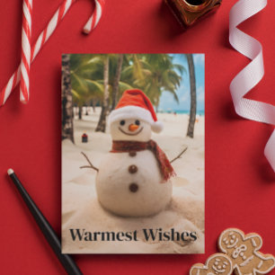 Warmest Wishes Snowman the Beach Holiday Card