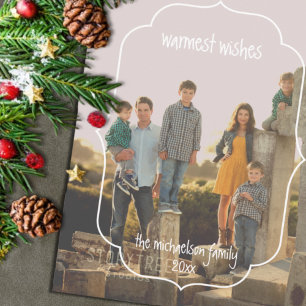 Warmest Wishes Southern Geometric Frame Christmas Holiday Postcard