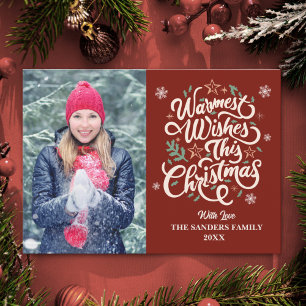 Warmest Wishes This Christmas Cute Family Photo Holiday Card