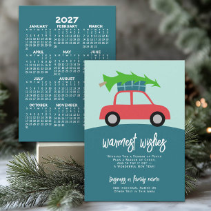 Warmest Wishes Tree on Car 2027 Calendar Business Holiday Card