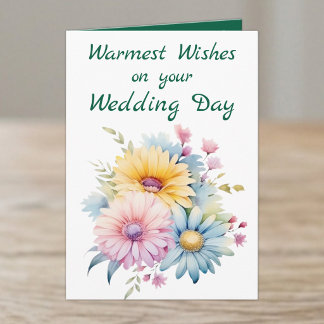 Warmest wishes wedding day flowers green card