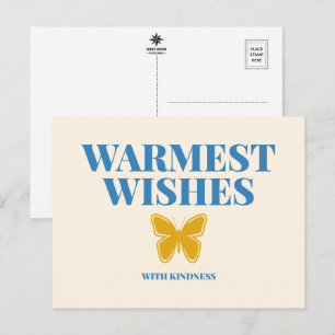 Warmest Wishes with Kindness Typography Postcard