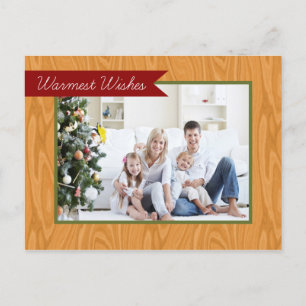 Warmest Wishes Wooden Frame Holiday Postcard