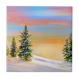 "Warming of Winter" snow scene Ceramic Tile