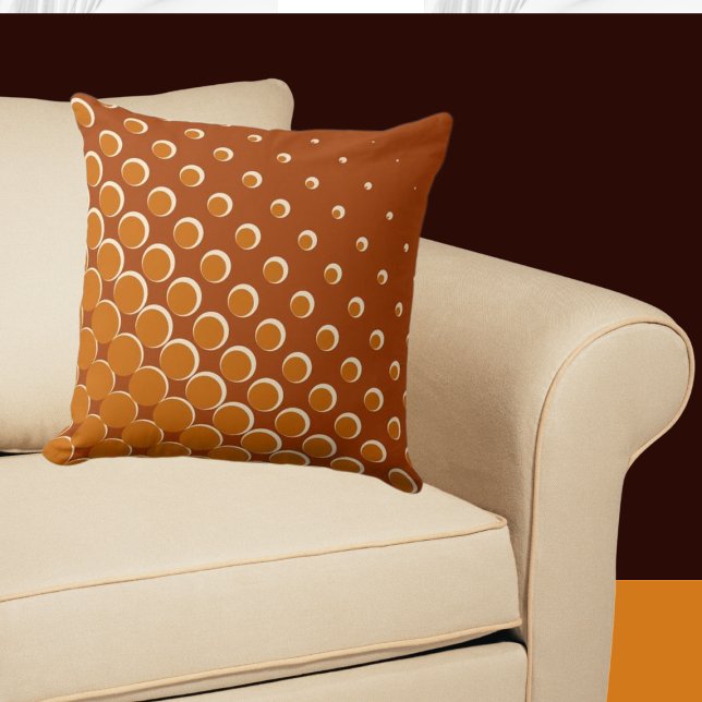 Warming Orange Halftone Dots Cushion (Three-colored Halftone Pattern, Orange Throw Pillow)