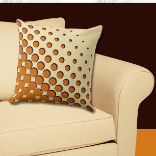 Warming Pale Yellow, Orange, Black Halftone Dots Cushion