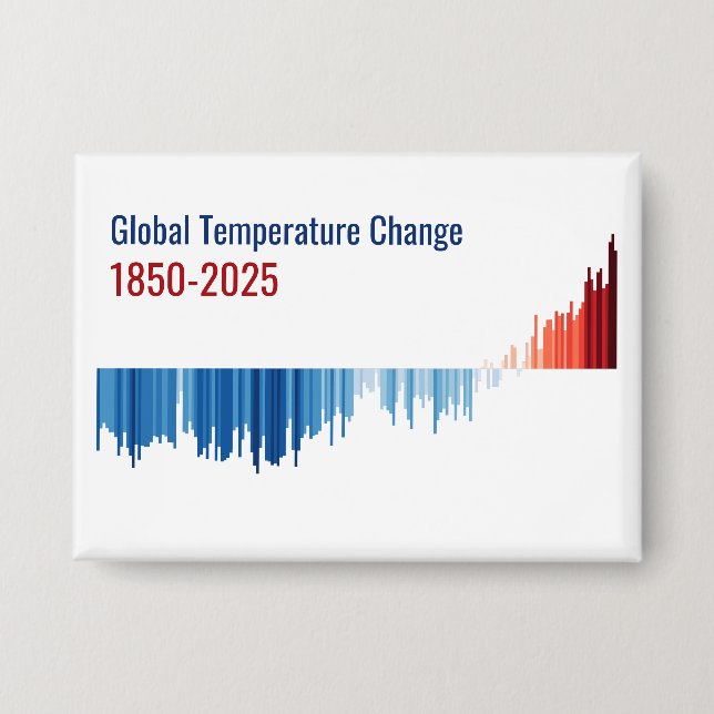Warming Stripes Bar Chart Button Global 1850-2025 (Front)