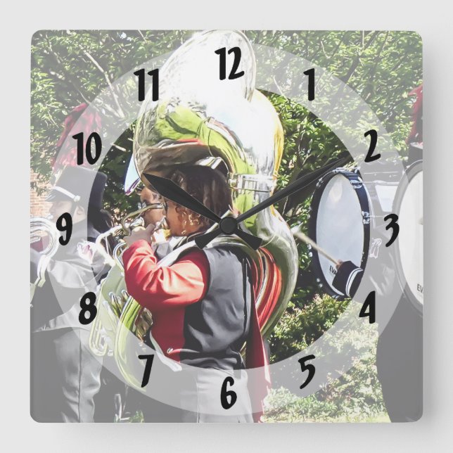 Warming Up Before Parade Square Wall Clock (Front)