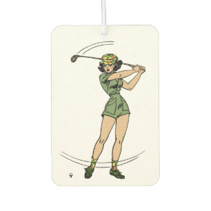 Warming Up for Golf Lady Golfer Car Air Freshener