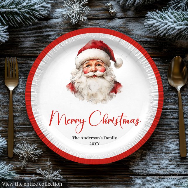 Warmish Santa Claus Cosy Red White Holiday Plate (Warmish Santa Claus Cozy Red White Holiday Plate)